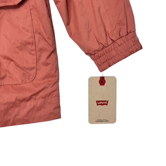 Levis Cinch Waist Anorak Rain Jacket Pink Mahogany Sz M Full Zip Long Sleeves - Picture 6 of 12
